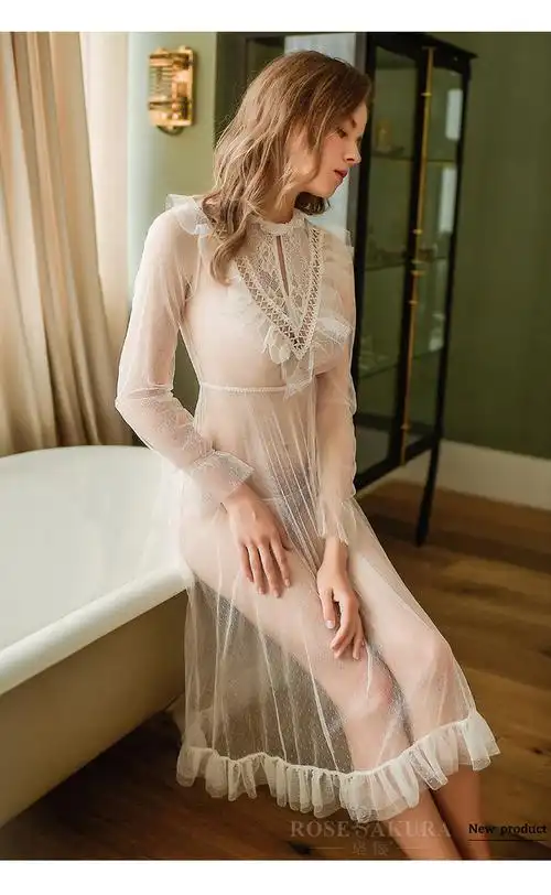 珞樱性感情趣内衣透明睡衣激情套装挑逗三点式长裙开档床上调情