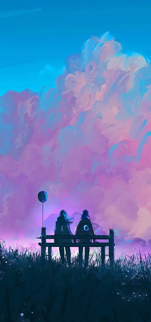 求粉色和蓝色为主调的手机壁纸