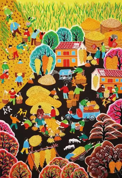 作品欣赏之四 ▎画说丰收——第三届潍坊中国农民画展