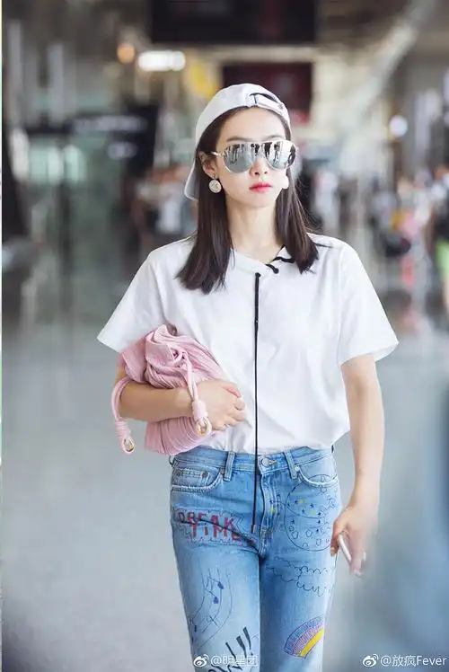 宋茜明星同款机场纯色上衣夏季新款绑带圆领宽松白色短袖t恤女潮