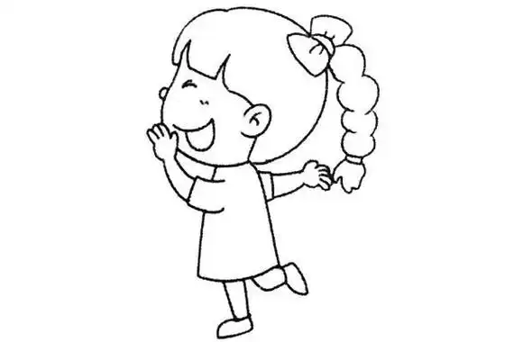 一组开心的小女孩简笔画收藏起来吧