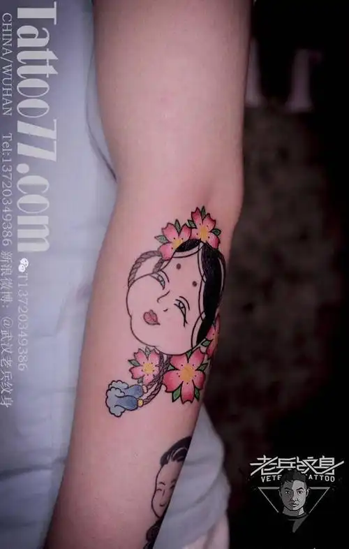 可爱的日式福娃纹身纹身图片(2)_湖北省武汉市纹身店-武汉老兵纹身店