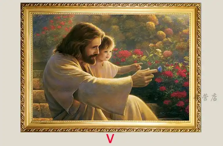 耶稣画像 以马内利 主 基督教装饰画 十字架油画艺术 客厅壁挂画 a款