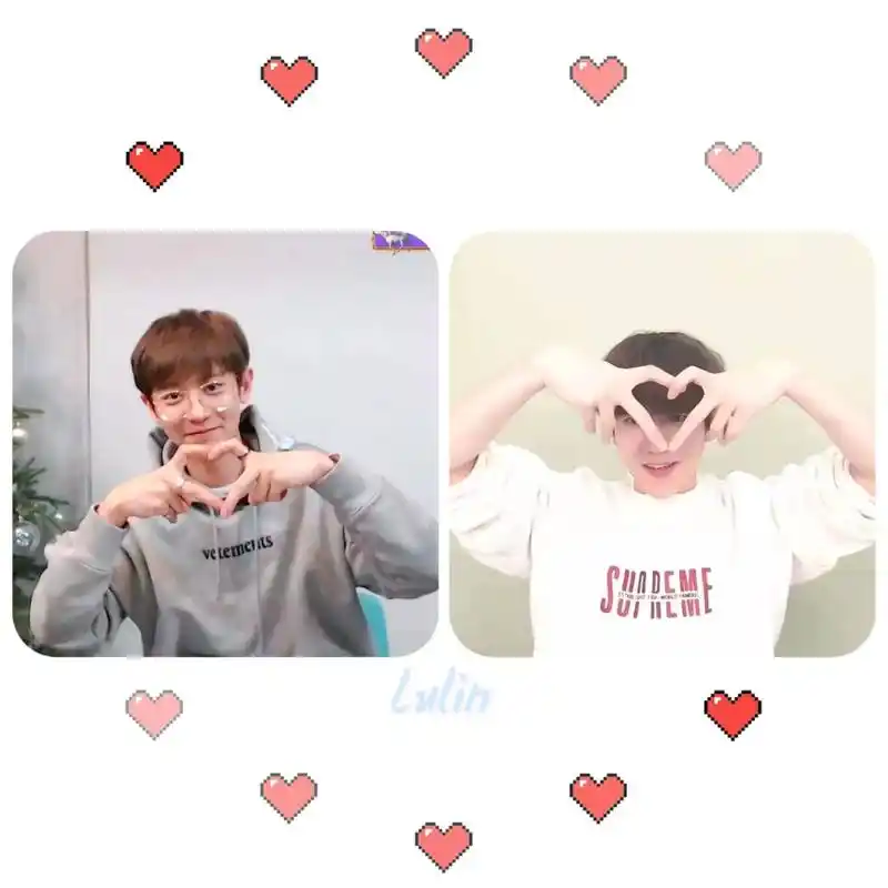 灿白比心情头.#灿白 #头像 #情侣头像  - 抖音