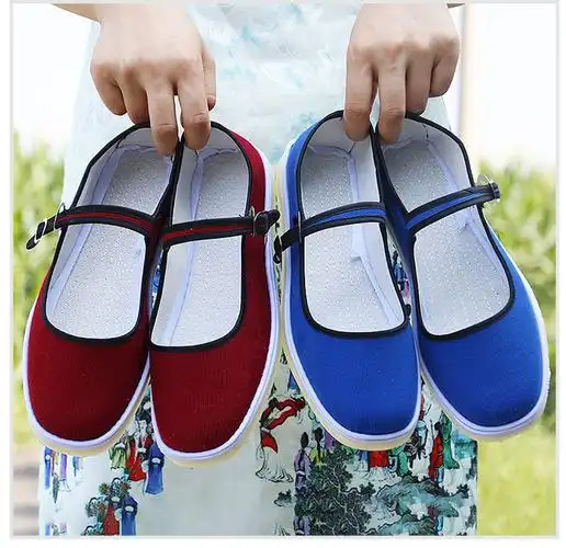 方口鞋女夏季上线牛筋底灯芯绒纯色鞋面浅口布鞋一字带搭扣细条绒女鞋