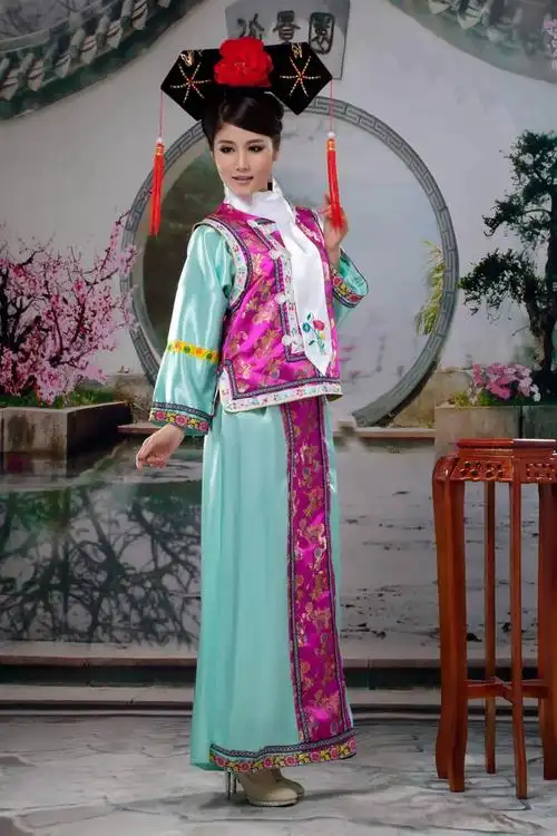 舞台装格格服清朝古装女满族旗装宫女妃子表演装甄嬛演出服格格装