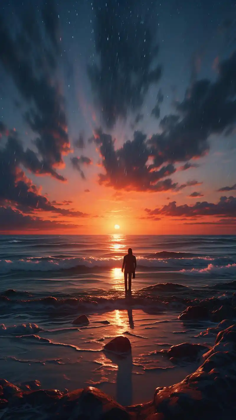 海边背影壁纸9893手机桌面美学 想感受海风的温柔与夕阳的浪漫吗?