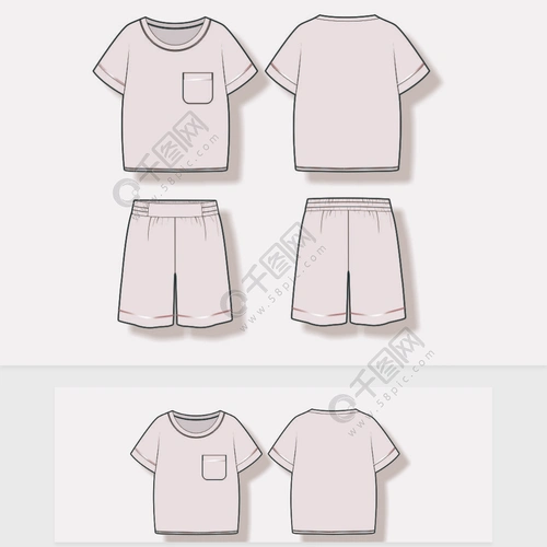 女款短袖短裤运动套装款式图