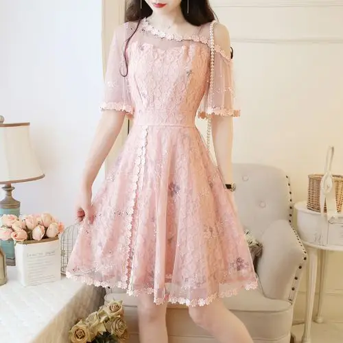 2019夏季大码女装200斤胖mm仙女裙子宽松胖妹妹蕾丝连衣裙中长款