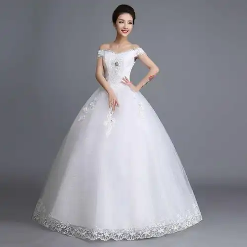 十大一字肩蕾丝婚纱批发货源