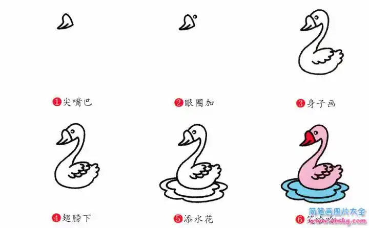鹅简笔画画法_怎么画鹅的简笔画 - 简笔画动物 - 儿童简笔画图片大全
