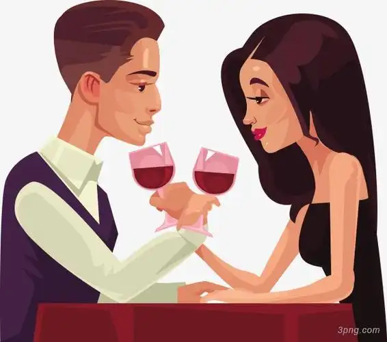 喝交杯酒的矢量情侣png素材透明免抠图片-产品实物