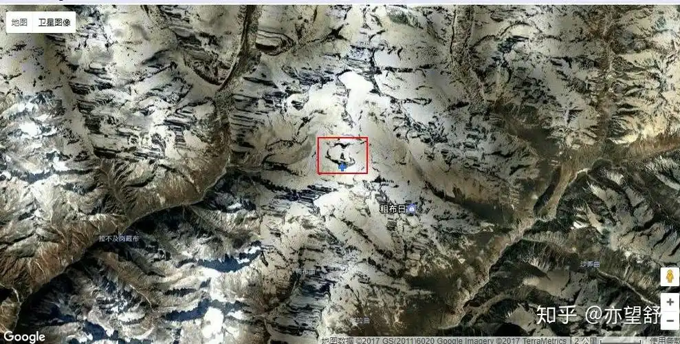 用google卫星地图在西藏粗布日西北方向经度86336纬度28179发现巨大