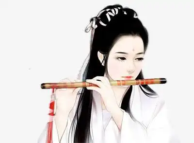 白衣吹笛子美女古风立绘