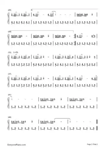 千里之外-周杰伦双手简谱预览2-钢琴谱文件(五线谱,双手简谱,数字谱