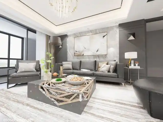 3d设计效果图现代客厅简约风格室内装修设计