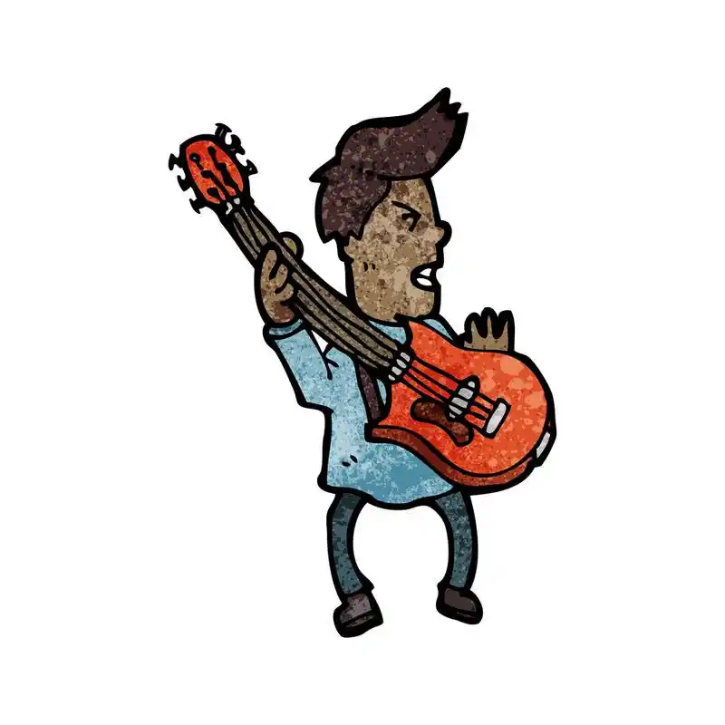 电吉他手,向量,在白色背景上的卡通电吉他手