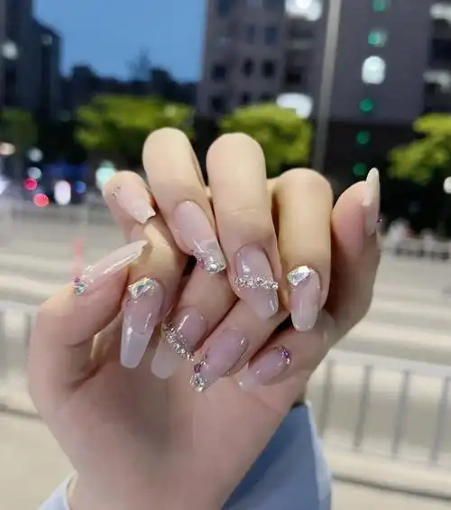 高级透色美甲长款指甲只有好看跟更好看