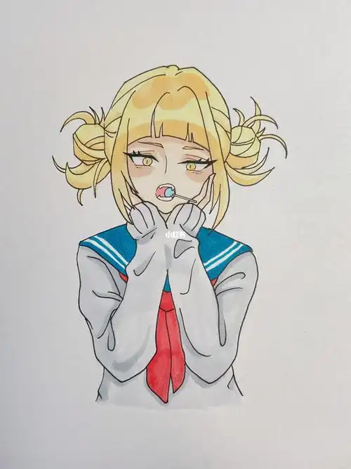 动漫人物女孩半身卡通漫画少女傲娇脸马克笔