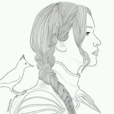 素描头像全侧女老年人