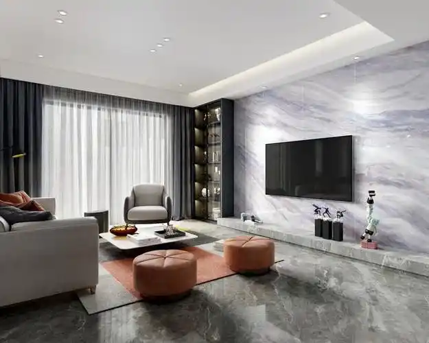 背景墙设计|这4套简约大气的悬空电视岩板背景墙,值得入手!