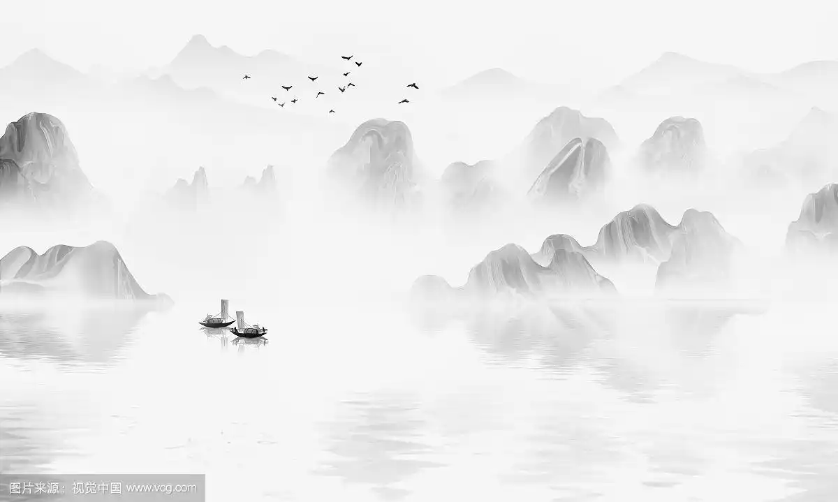 中国风意境水墨山水画