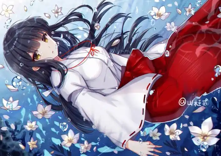 水,花瓣,长发美女,红色裙子,4k动漫图片,4k高清动漫图片,娟娟壁纸