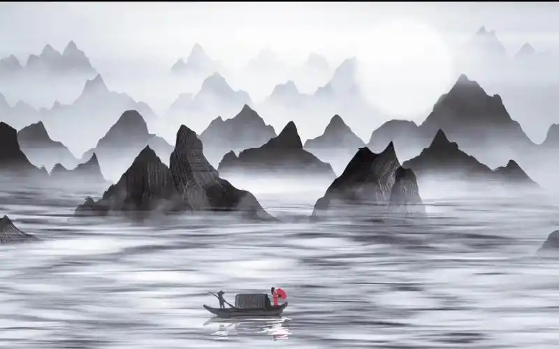 古风水墨山水景色万能动态背景视频素材