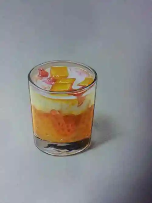 用彩铅画的奶茶杯