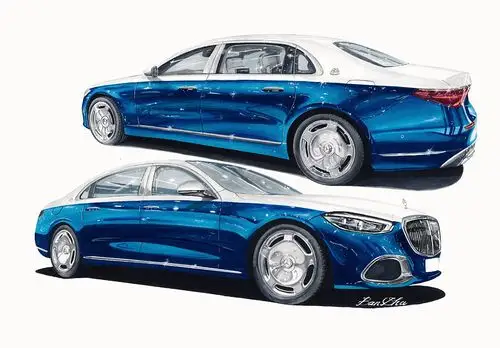 马克笔手绘 奔驰迈巴赫_班沙-站酷zcool