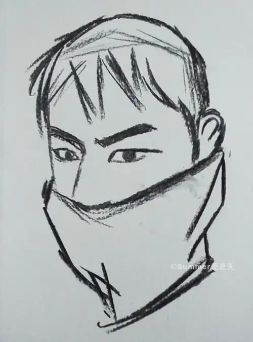 「你拍我画2」画作16|蒙面帅哥 - 简书