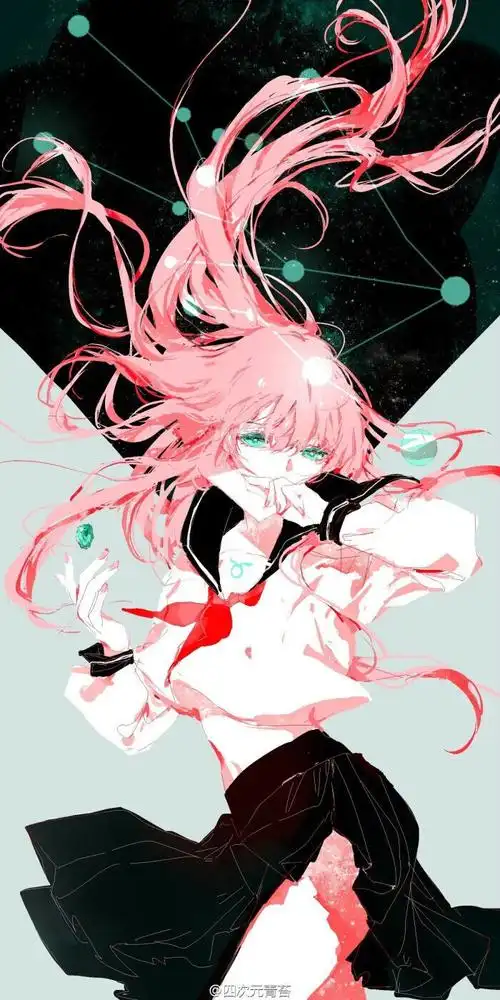 金牛座,动漫女孩,粉发,绿眸