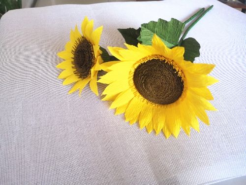 皱纹纸向日葵成品手工纸艺花皱卷纸花成品手作花手工课学校作业