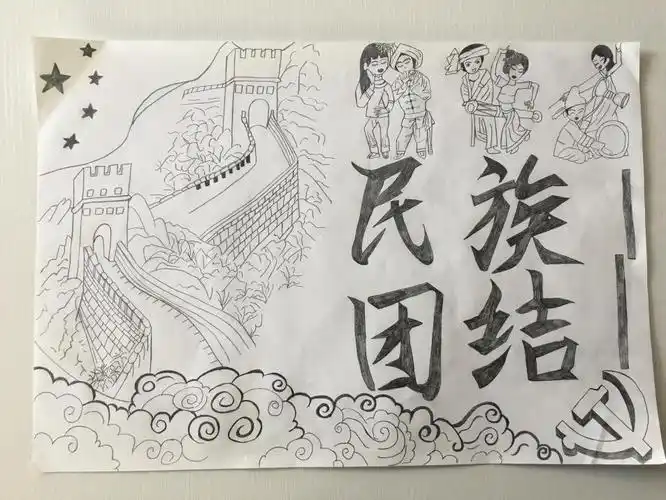 中国梦主题绘画 民族团结一家亲 - 智慧妈咪网