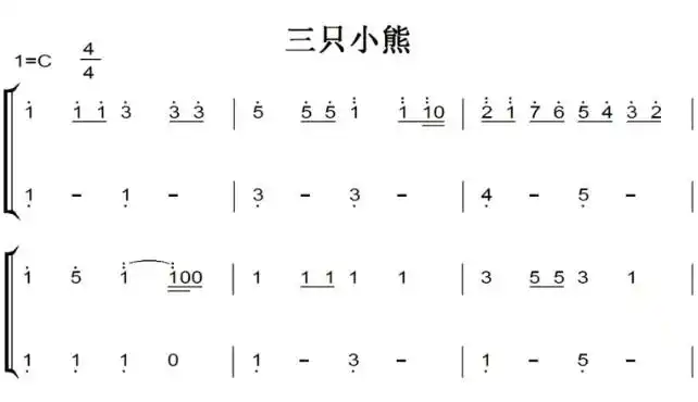 三只小熊 幼儿 儿童 简易版 有试听 钢琴谱 钢琴双手简谱 正谱
