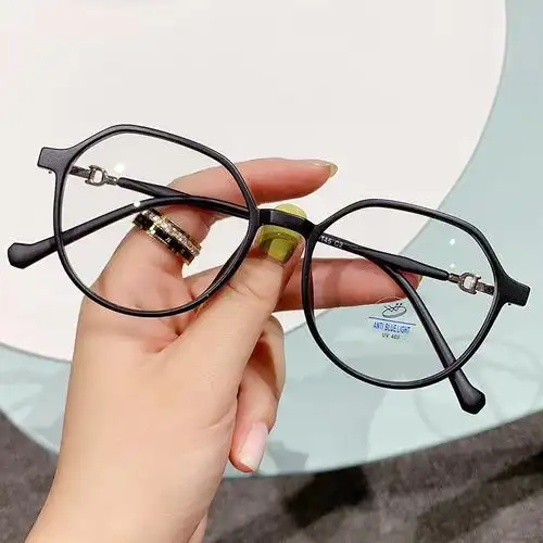 2021新款tr90防蓝光眼镜女d字圆框时尚潮流透明框学生网红平光镜