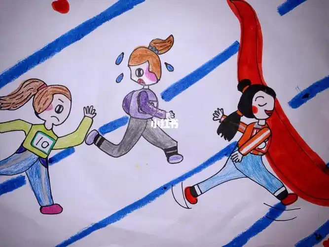 儿童画画课正在跑步的运动员