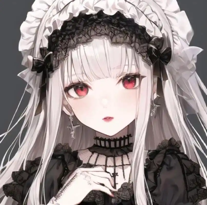 超美的红眼银发暗黑萝莉女仆/动漫女生头像