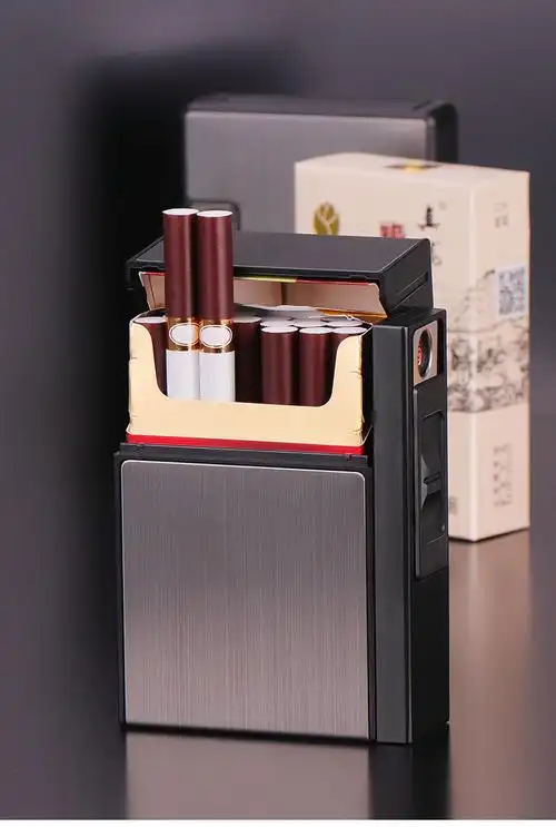 烟盒打火机一体20支装创意防风个性自动弹烟便携式香菸盒子男刻字 18