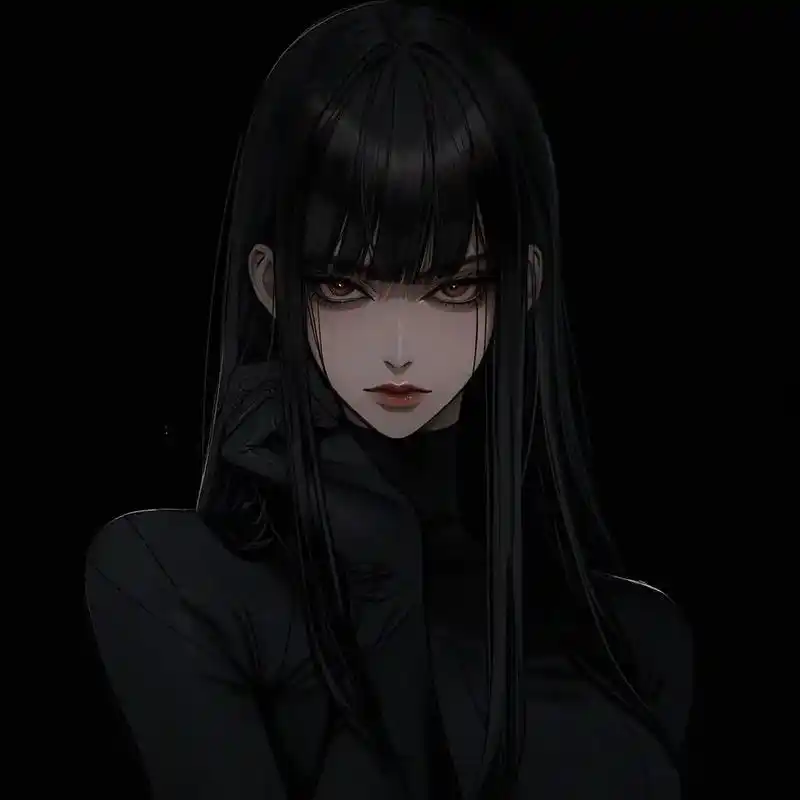 暗黑系高冷少女#动漫女头 #女生头像 #黑色系 #ai绘画  - 抖音