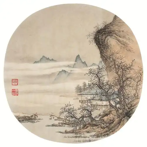山水画溪山水阁图
