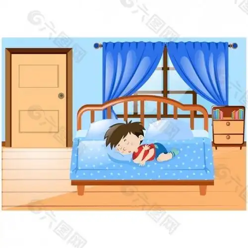 睡在床上的男孩