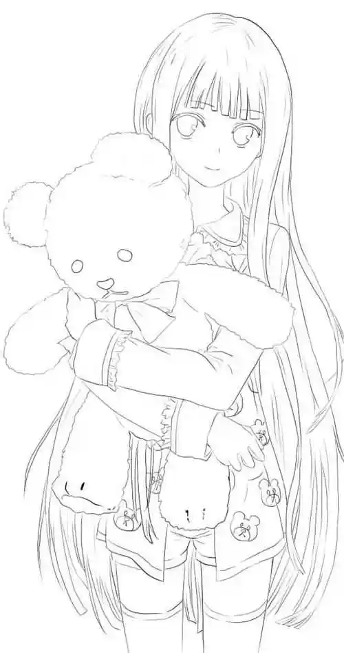 线稿漫画卡通人物绘画平面灵感素材二次元白底大图