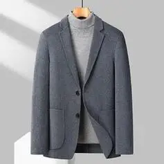 疏赞双面毛呢西服秋冬款70羊毛商务休闲西装简约大气保暖单西外套男