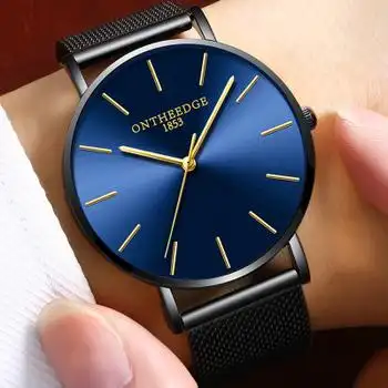 手表男钢带防水男士超薄学生真皮时尚简约潮流大表盘石英机械腕表