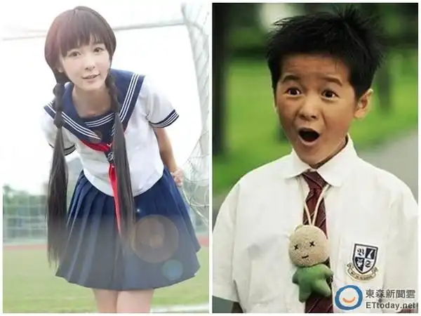 ▼徐娇绑著麻花辫换上水手服(左),已不再是大家印象中《长江七号》的