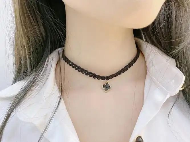 脖子饰品编制花边网红气质短款项圈choker四叶草项链