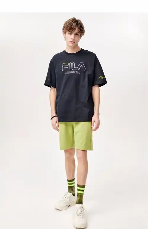 filafusion斐乐潮牌官方针织短袖衫2021夏季新款街头撞色logo宽松t恤