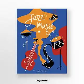 手绘蓝色爵士音乐会海报