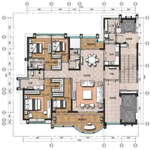 观澜湖·中央公园区,观澜湖·中央公园区5室3厅229㎡户型图,朝向-海南